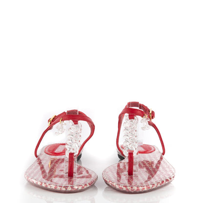 Chanel PVC Tweed CC Thong Sandals 36 Red 2 of 7