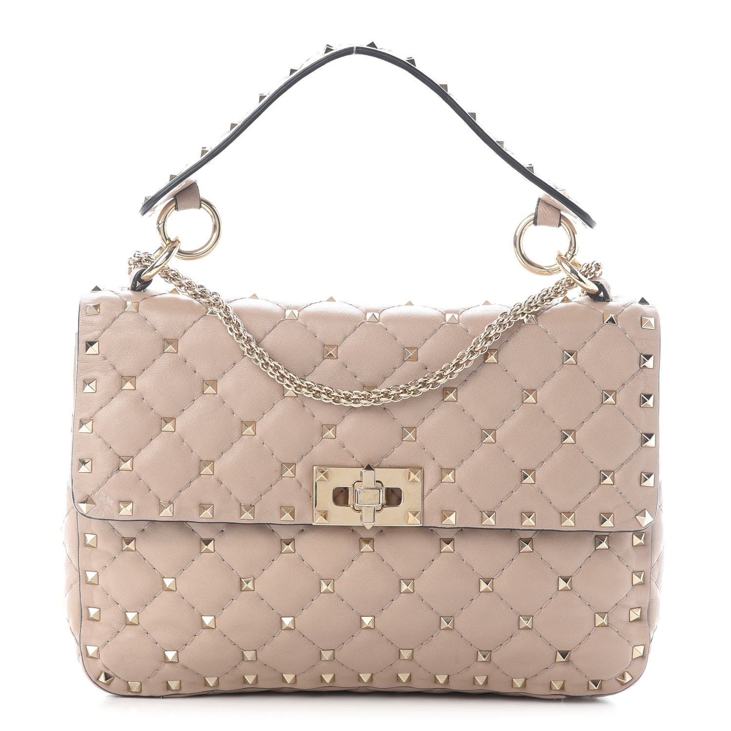 Valentino Garavani Lambskin Medium Rockstud Spike Shoulder Bag Poudre 1 of 9
