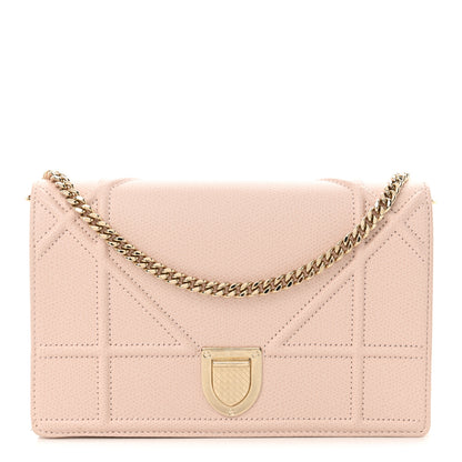 Christian Dior Grained Calfskin Diorama Wallet on Chain Pouch Rose Poudre 1 of 12