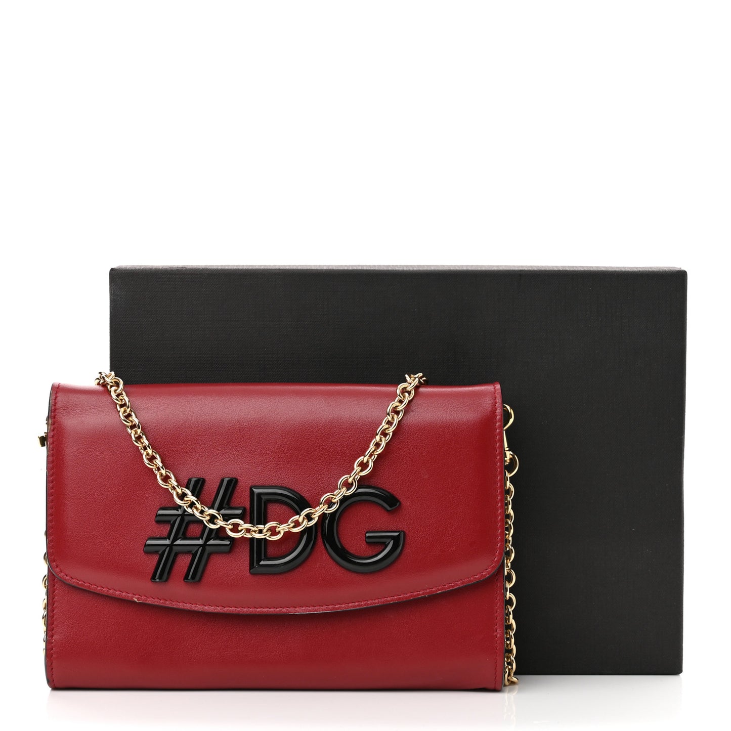 Calfskin Studded Wallet On Chain Red