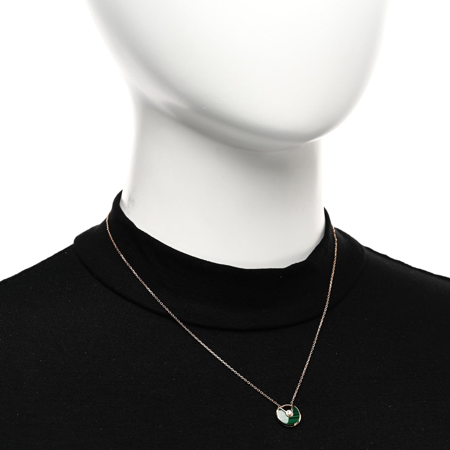 18K Pink Gold Diamond Malachite XS Amulette de Cartier Pendant Necklace
