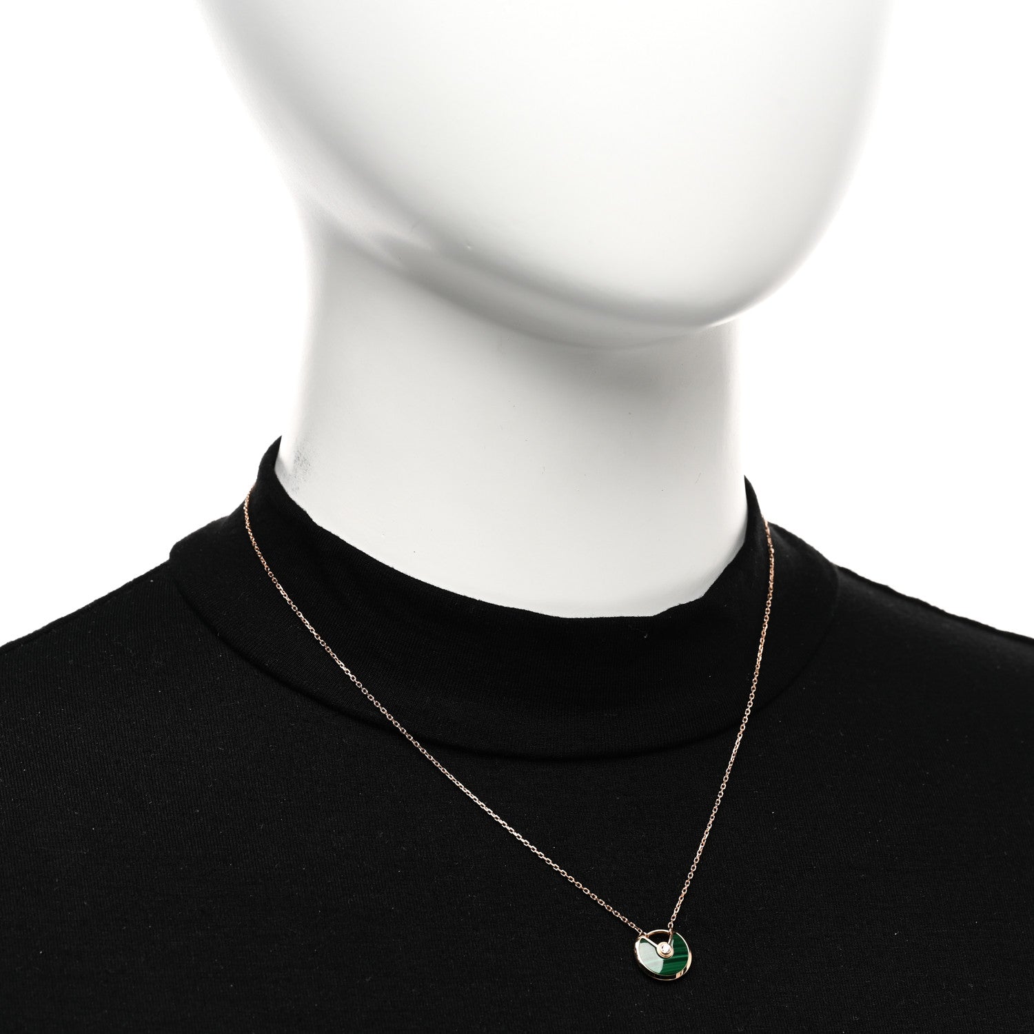 Cartier 18K Pink Gold Diamond Malachite XS Amulette de Cartier Pendant Necklace 2 of 5