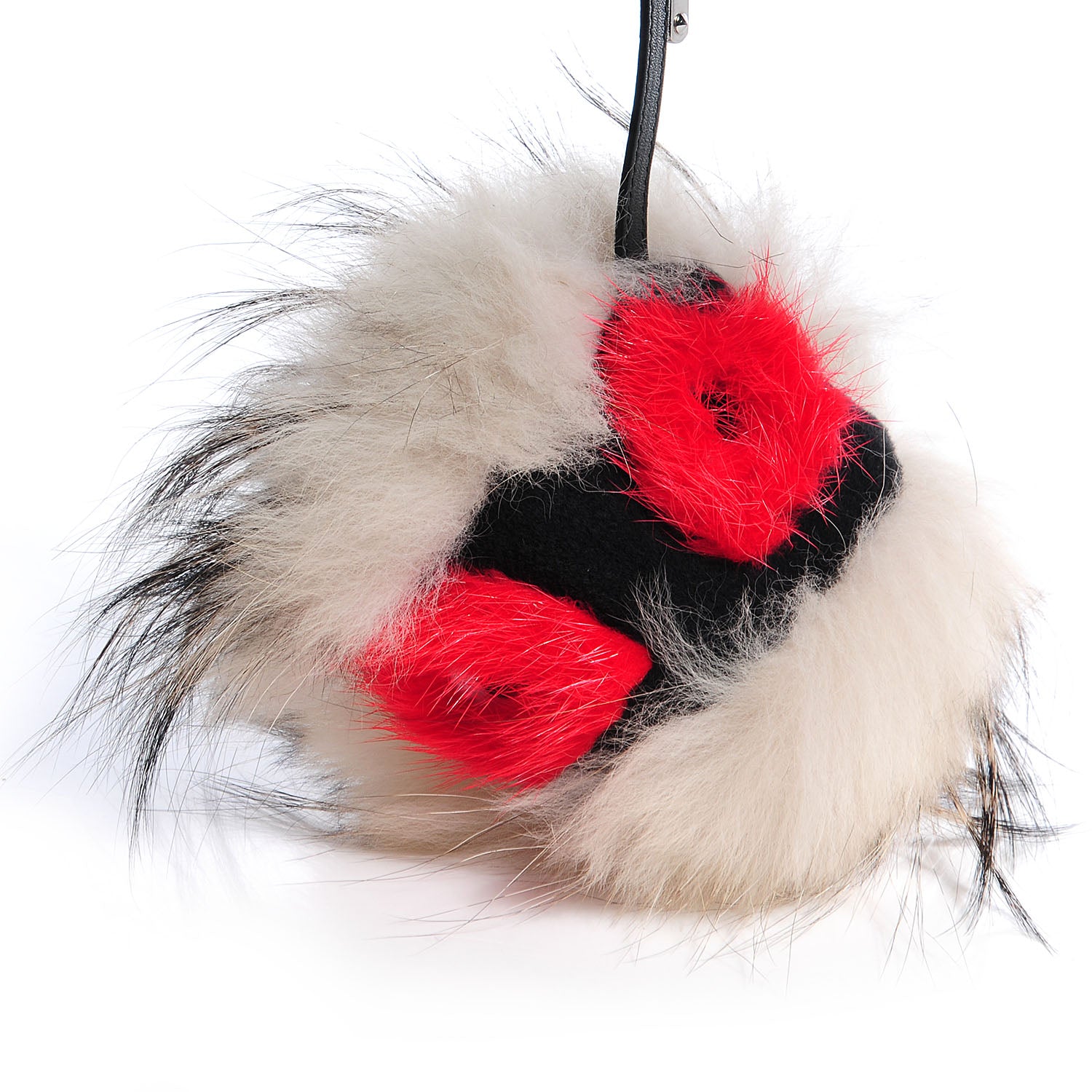 Fendi Mink Fox Rabbit Fur Vitello Flamingo Kurioso Monster Bag Bug Charm Beige Multicolor Black 3 of 6