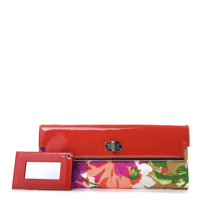 Balenciaga Patent Satin Floral Clutch Red 1 of 6
