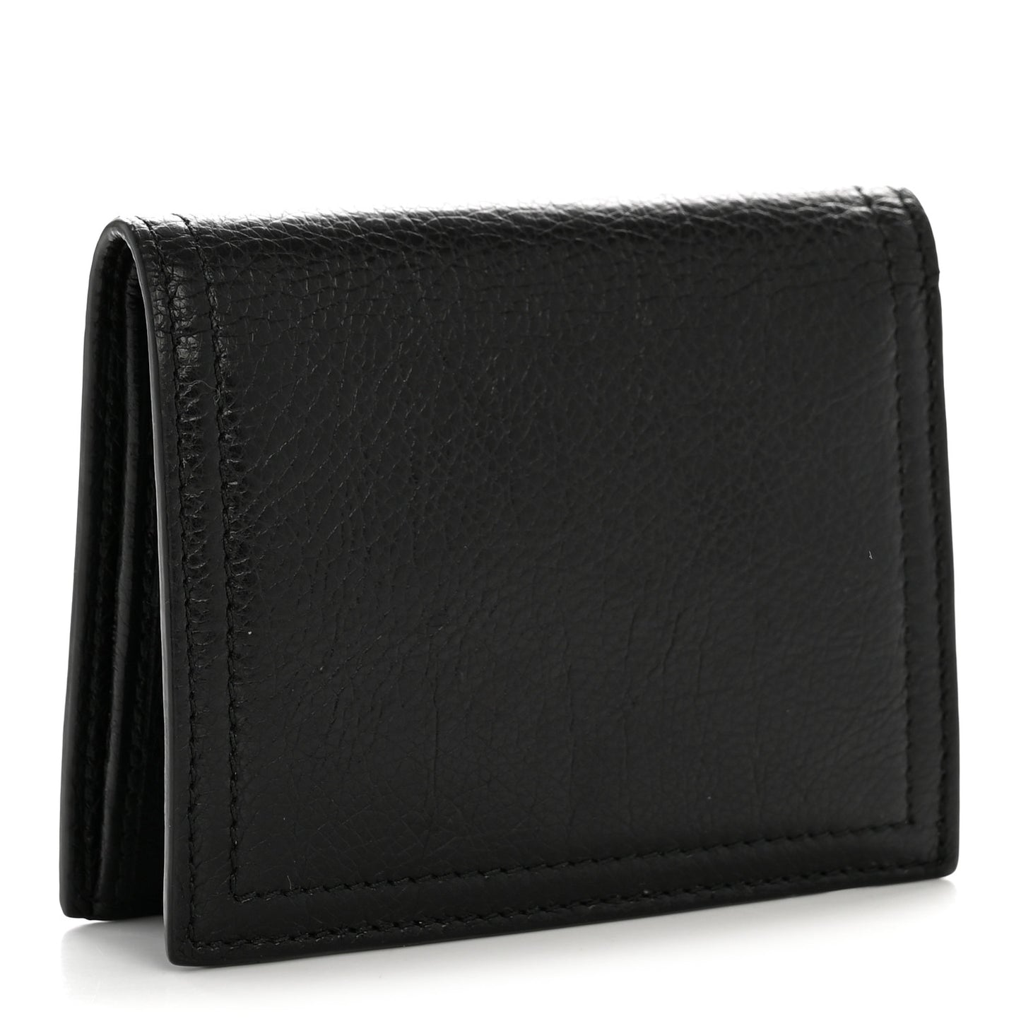 Glace Calfskin City Calfskin Etiquette Compact Wallet Black Astrale