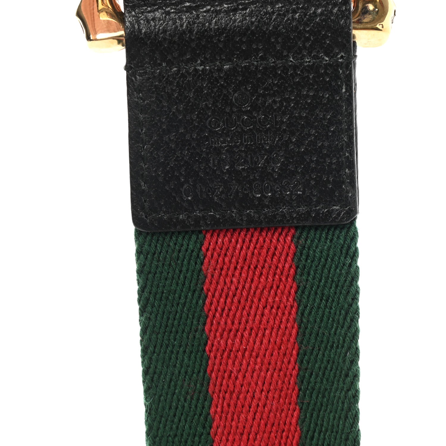 Gucci Web Feline D Ring Belt 80 32 Red Green 3 of 3