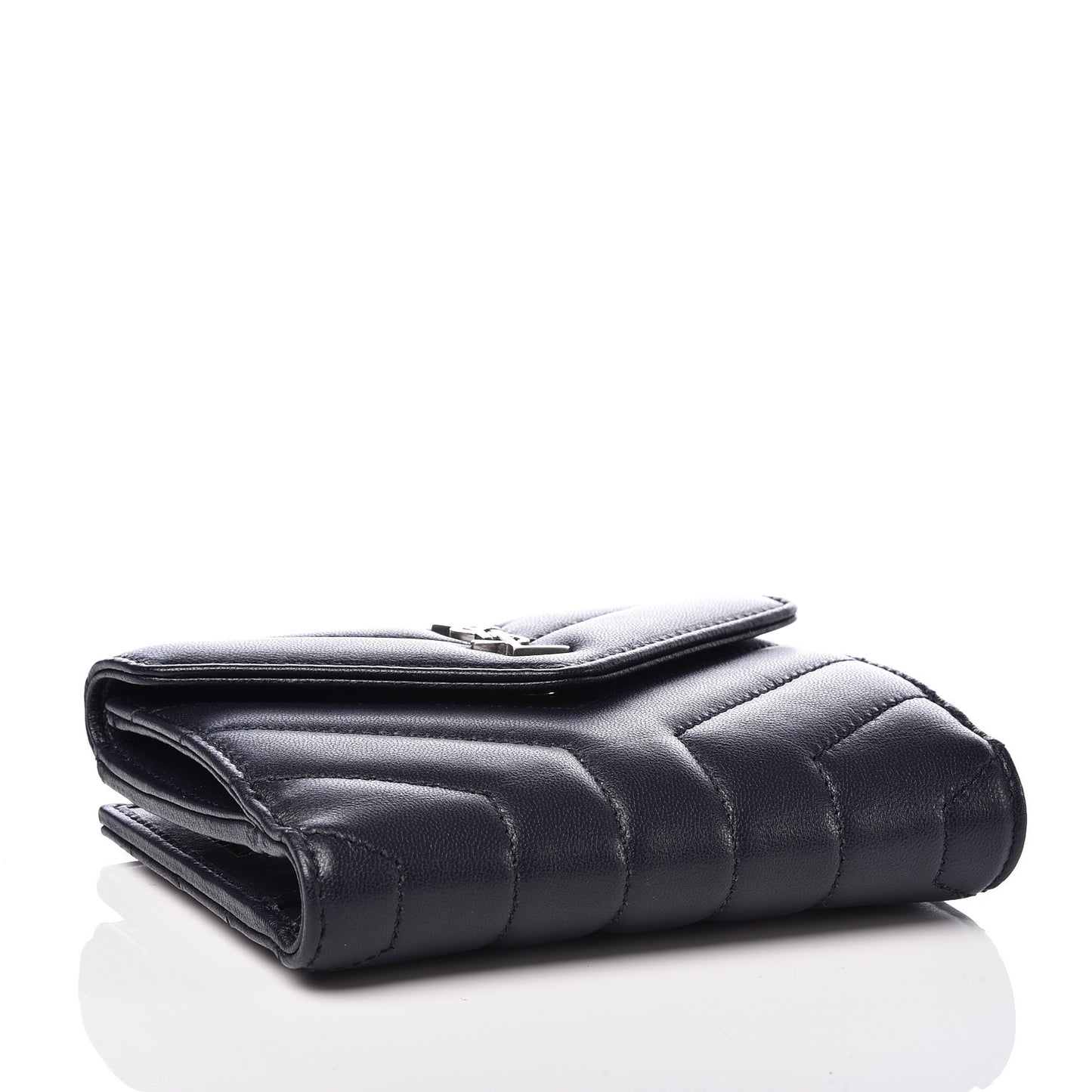 Lambskin Y Quilted Monogram Compact Loulou Wallet Navy