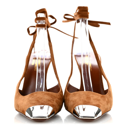 Saint Laurent Suede Blade 105 Slingback Pumps 36.5 Brown 3 of 10