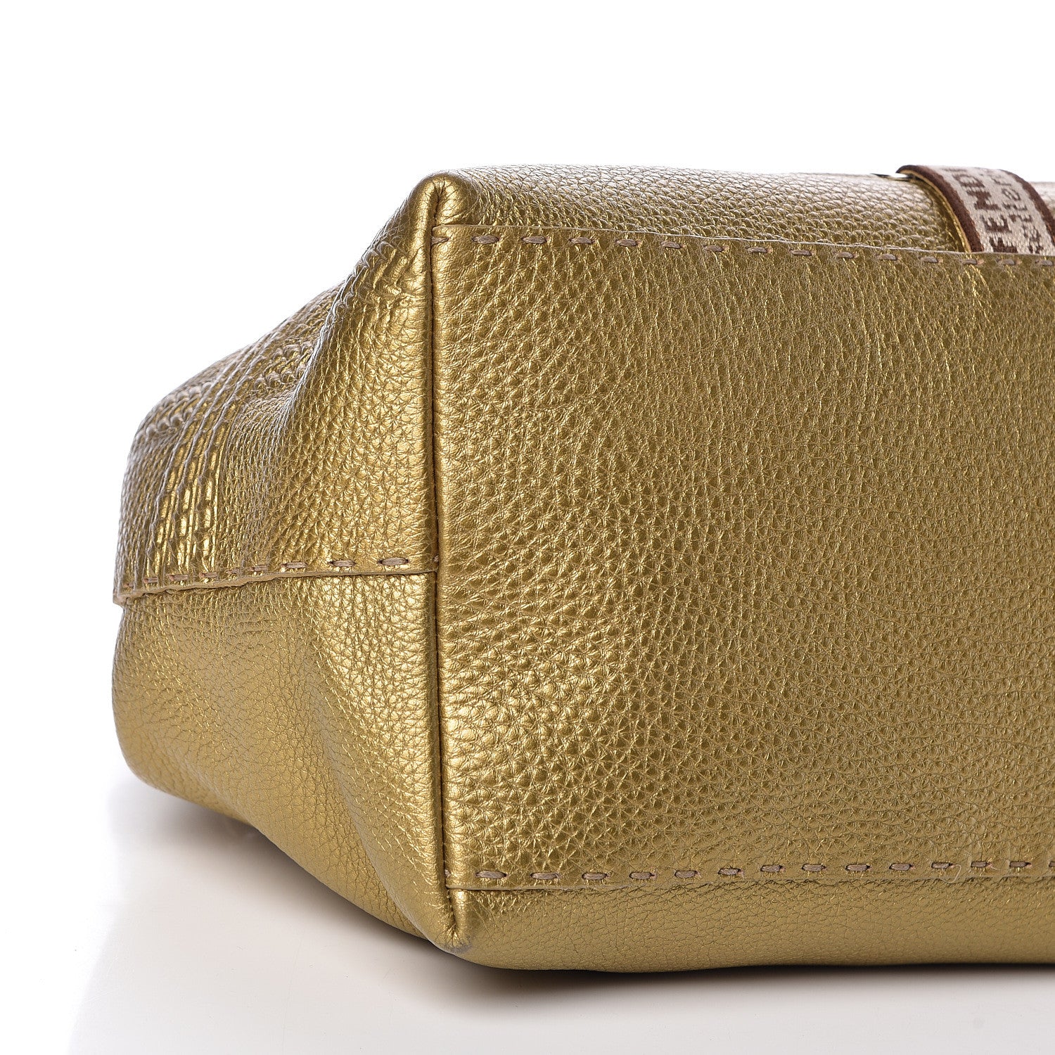 Fendi Calfskin Romano Selleria Small Villa Borghese Tote Gold 9 of 10