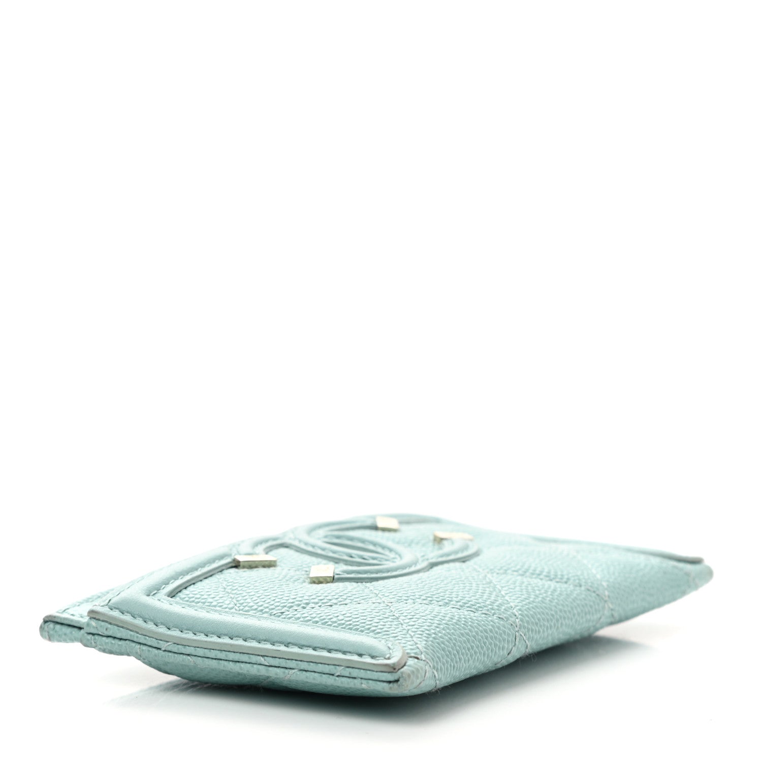 Chanel Caviar Quilted Filigree Card Holder Light Blue 4 of 13
