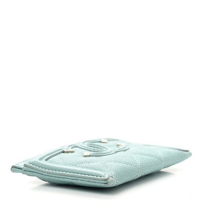 Chanel Caviar Quilted Filigree Card Holder Light Blue 4 of 13