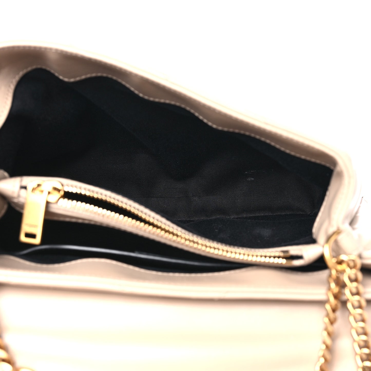 Calfskin Y Quilted Monogram Small Loulou Chain Satchel Dark Beige