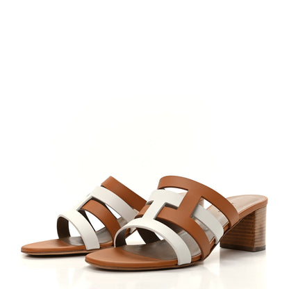 Hermes Calfskin Amica Sandals 39.5 White Natural 3 of 9
