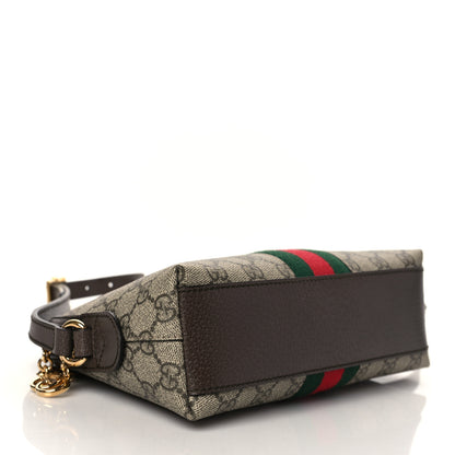 Gucci GG Supreme Monogram Textured Dollar Calfskin Web Small Ophidia Dome Shoulder Bag Beige Ebony New Acero 7 of 20