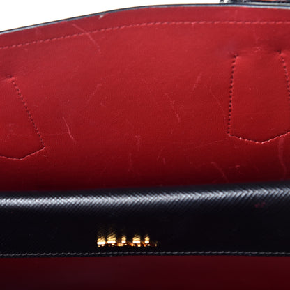 Prada Saffiano Cuir Medium Double Bag Black Fuoco 10 of 10