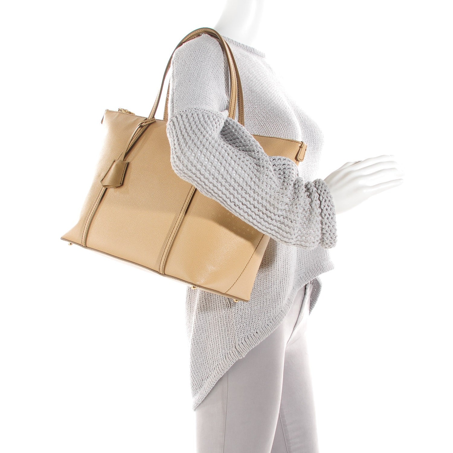 Dolce & Gabbana Textured Calfskin Miss Escape Tote Beige 2 of 6