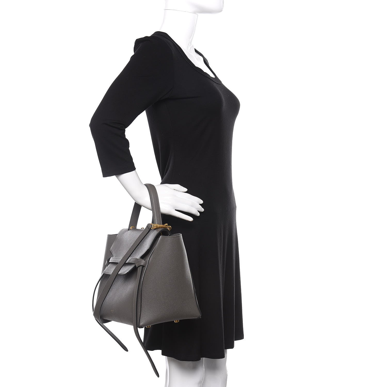 Celine Grained Calfskin Mini Belt Bag Grey 2 of 10