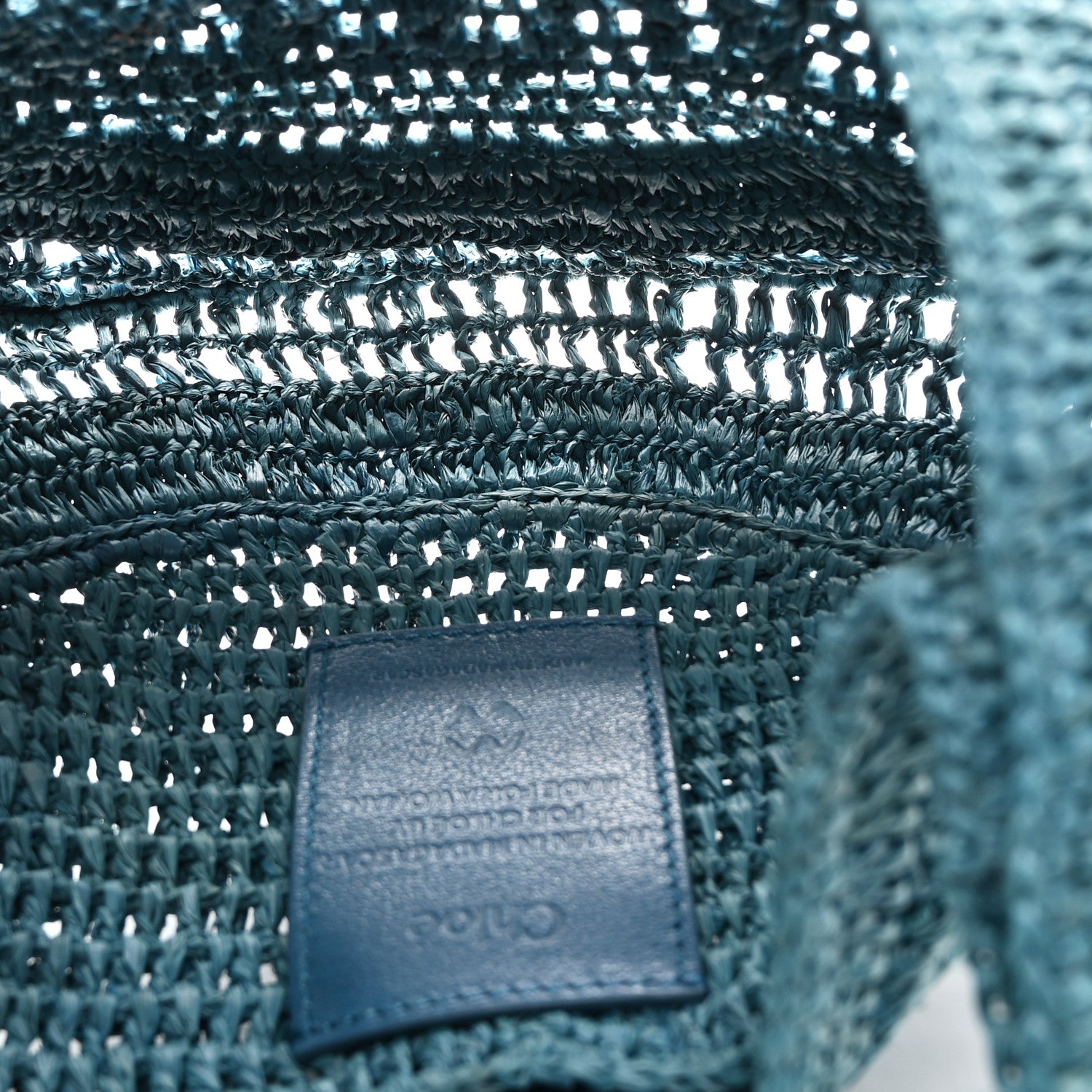 Chloe Raffia Calfskin Summer Banana Hobo Stormy Sea 5 of 10
