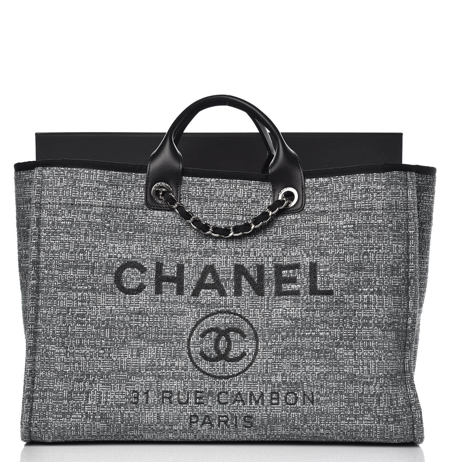 Chanel Canvas Large Deauville Tote Charcoal 9 of 9