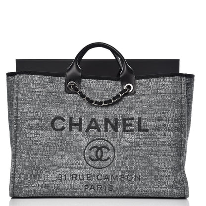 Chanel Canvas Large Deauville Tote Charcoal 9 of 9