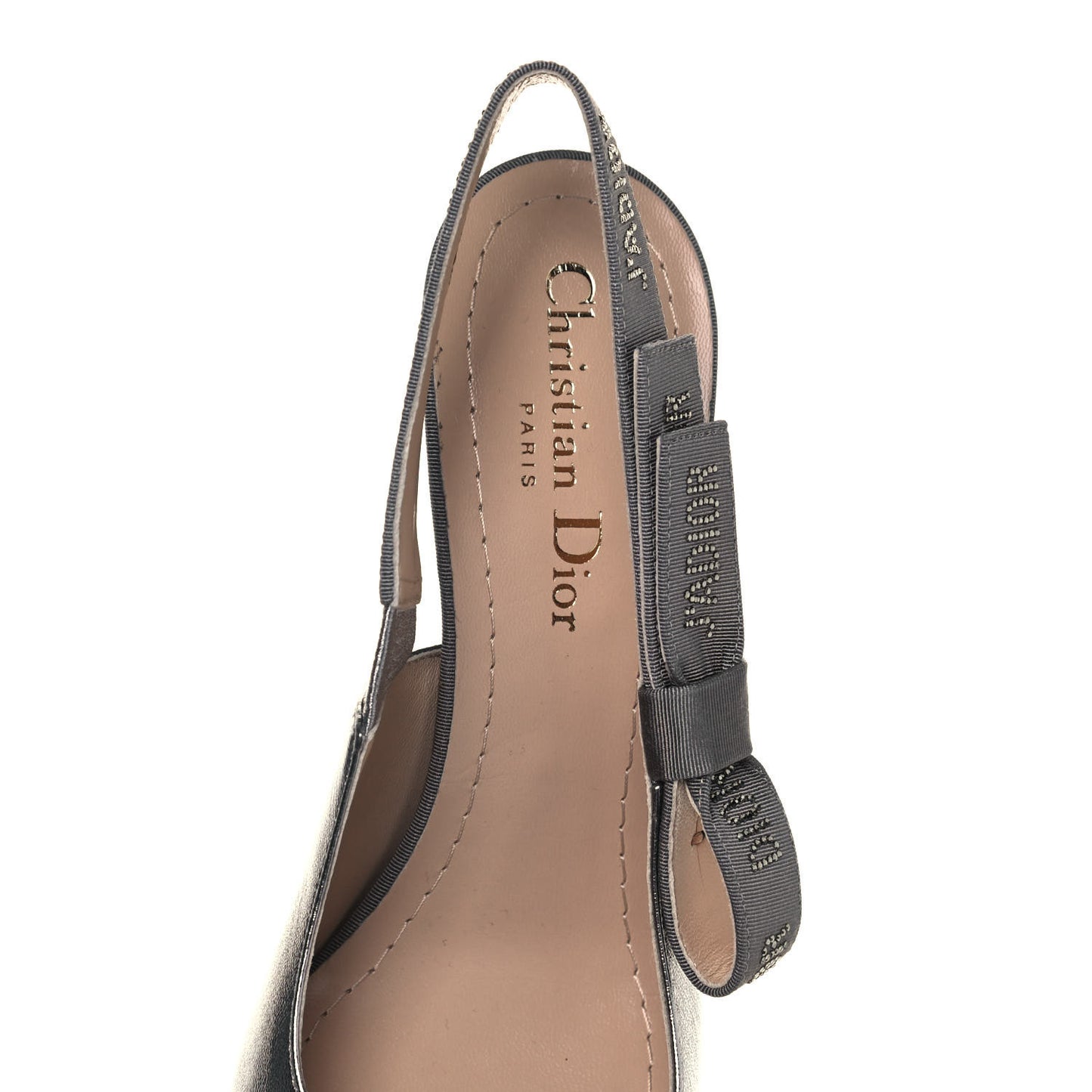 Laminated Lambskin Ribbon Crystal J'Adior Slingback 65mm Pumps 36.5 Steel
