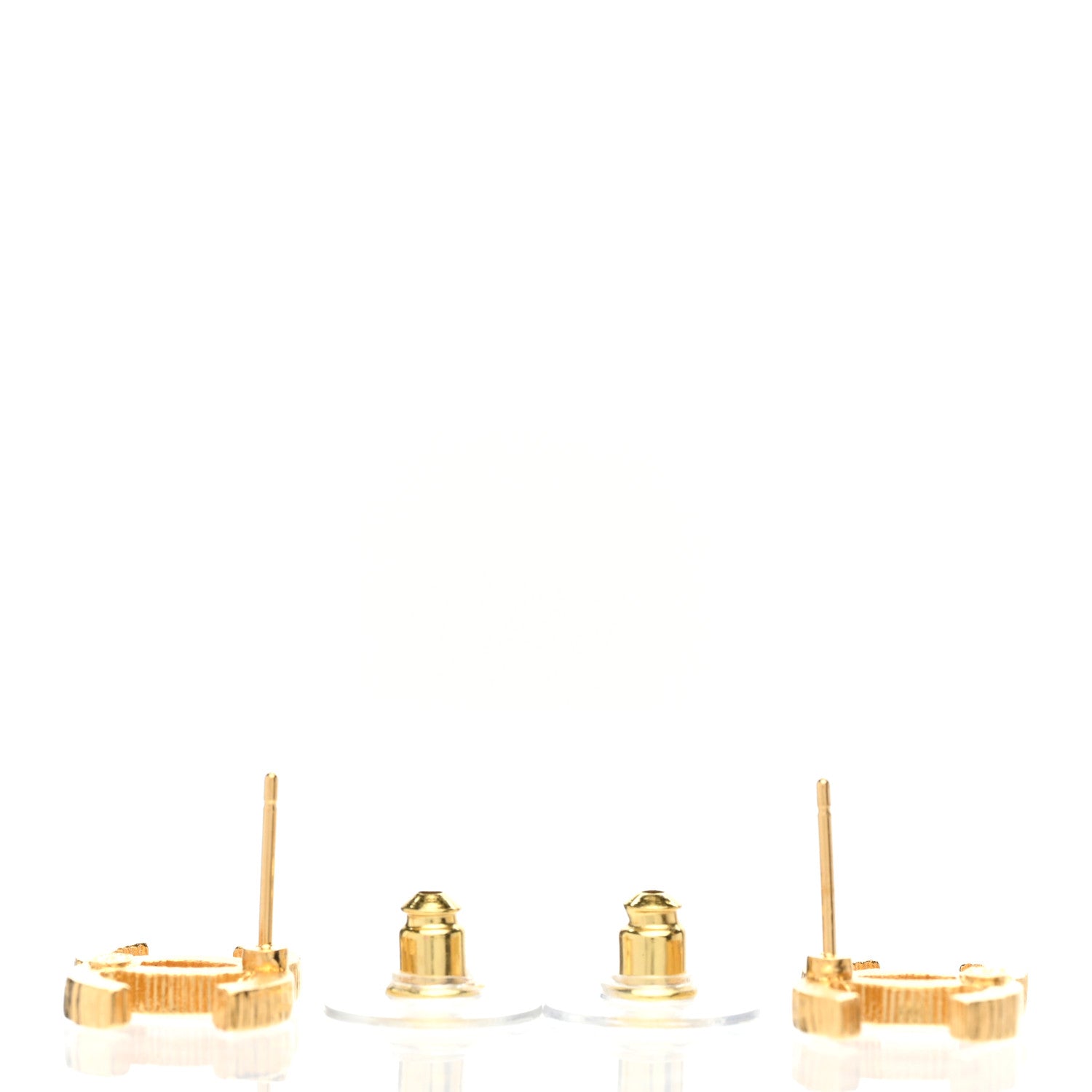 Chanel Metal Textured CC Earrings Gold 3 of 5