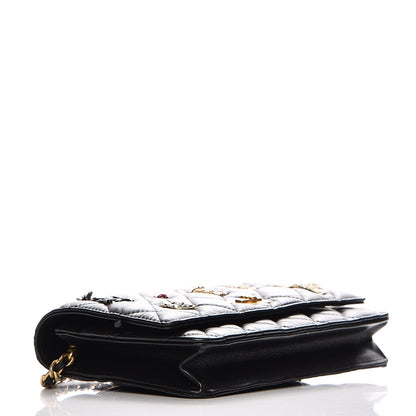 Chanel Aged Calfskin Quilted Lucky Charms 2.55 Reissue Wallet On Chain WOC Black 4 of 8