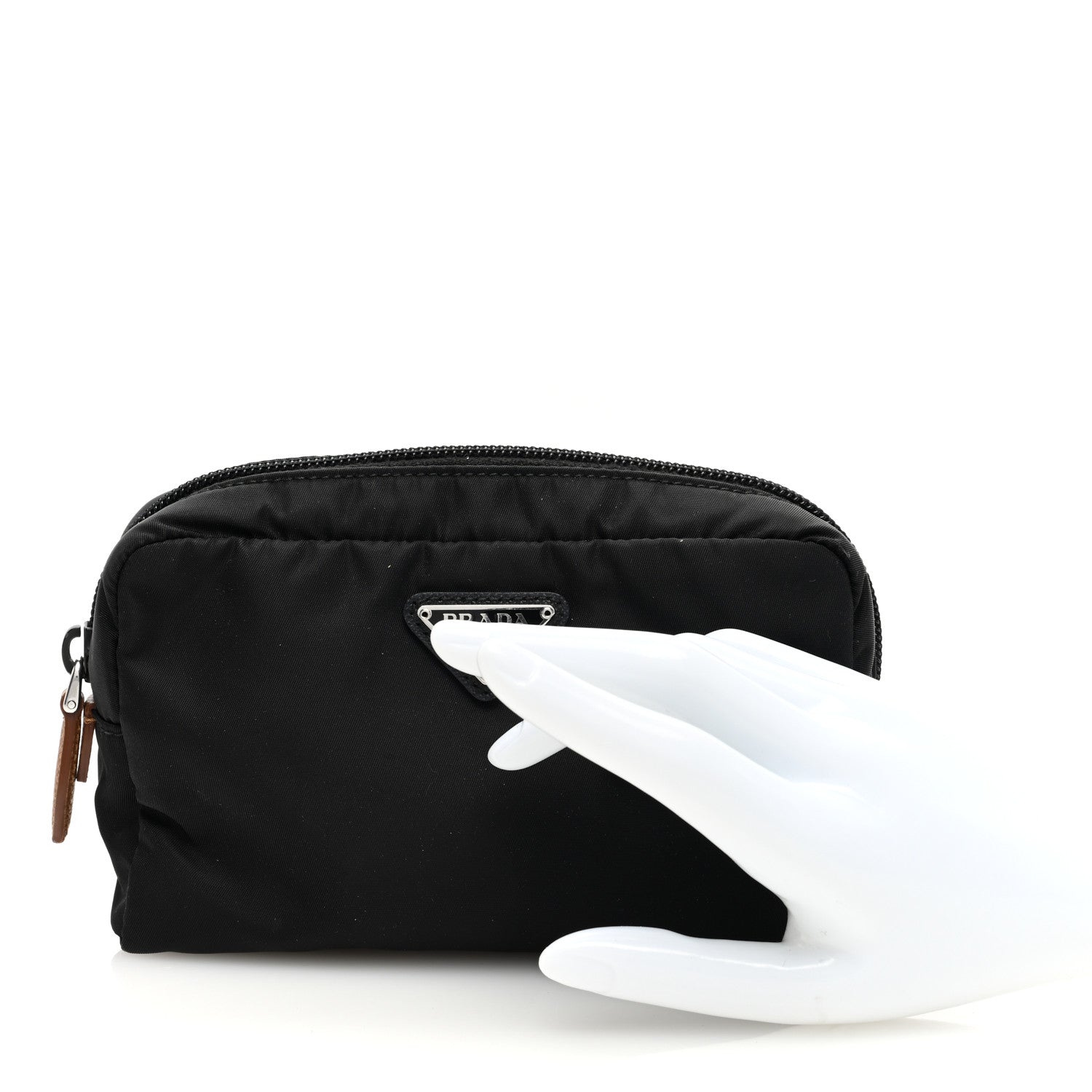Prada Re-Nylon Saffiano Travel Pouch Black Caramel 2 of 6
