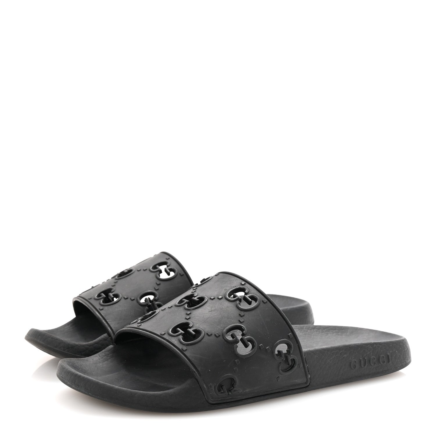 Gucci Rubber GG Monogram Perforated Womens Slide Sandals 40 Black 4 of 8
