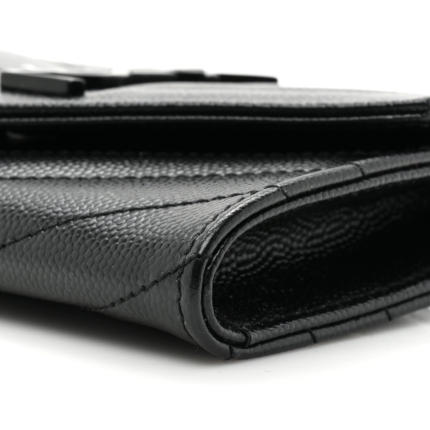 Grain De Poudre Matelasse Chevron Small Monochrome Monogram Envelope Wallet Black