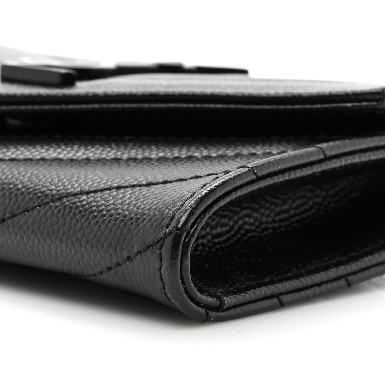 Saint Laurent Grain De Poudre Matelasse Chevron Small Monochrome Monogram Envelope Wallet Black 8 of 12