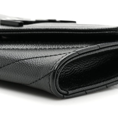Saint Laurent Grain De Poudre Matelasse Chevron Small Monochrome Monogram Envelope Wallet Black 8 of 12