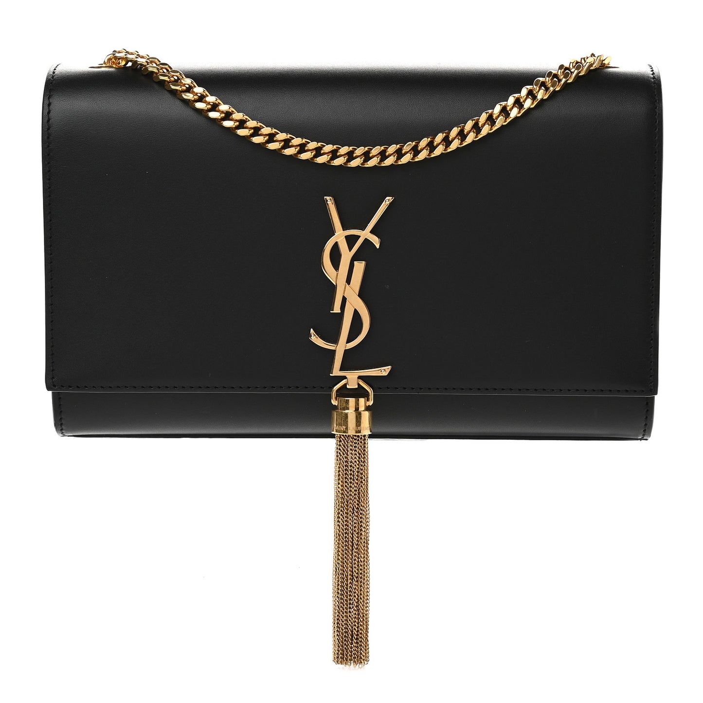 Smooth Calfskin Medium Classic Monogram Kate Tassel Satchel Black