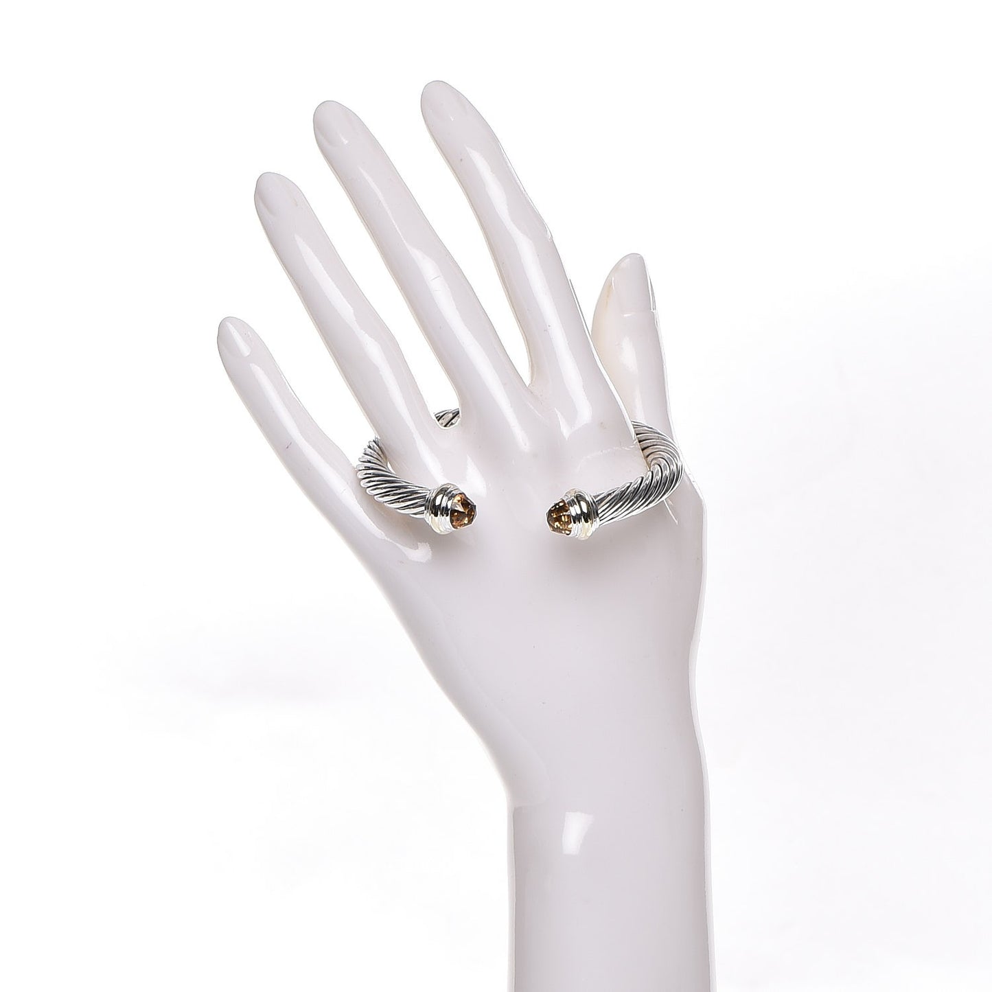 Sterling Silver 14K Yellow Gold Citrine 7mm Cable Classics Bracelet