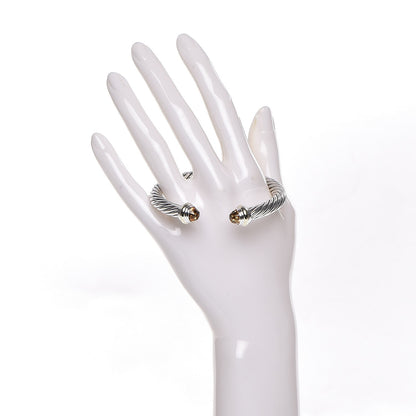 David Yurman Sterling Silver 14K Yellow Gold Citrine 7mm Cable Classics Bracelet 2 of 4