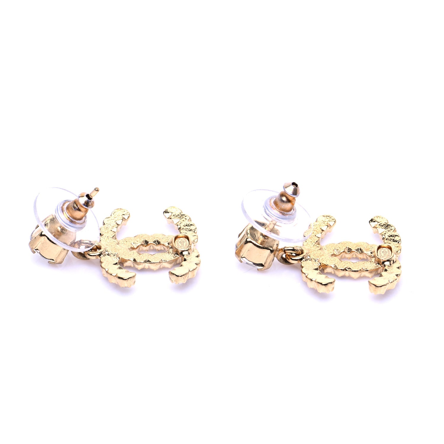 Chanel Resin Crystal Pearl CC Drop Earrings Gold Black 4 of 7