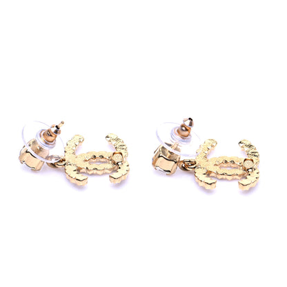 Chanel Resin Crystal Pearl CC Drop Earrings Gold Black 4 of 7