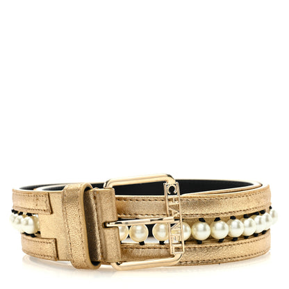 Chanel Metallic Lambskin Pearl CC Belt 70 28 Gold 1 of 4