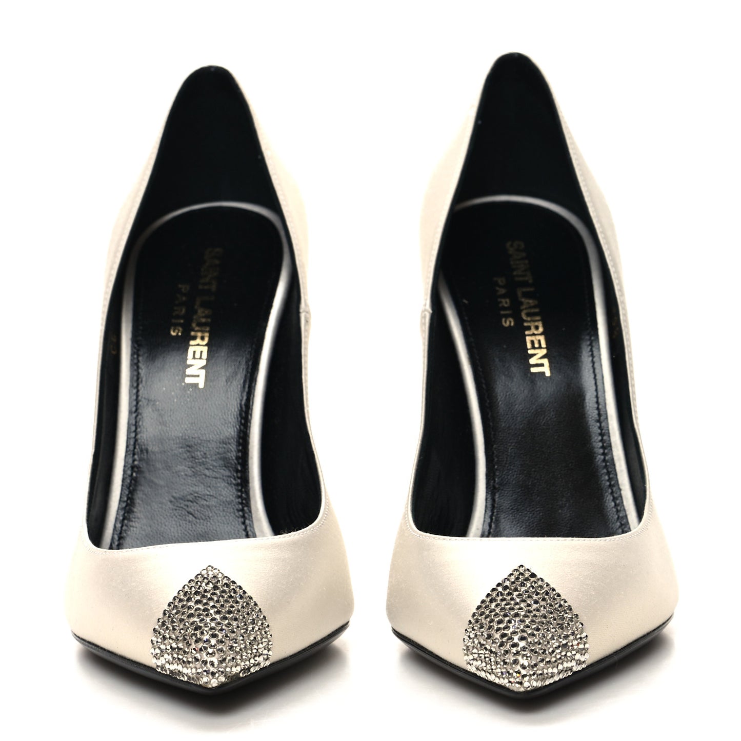 Satin Crystal Embellished Tower 110 Pump 35.5 White