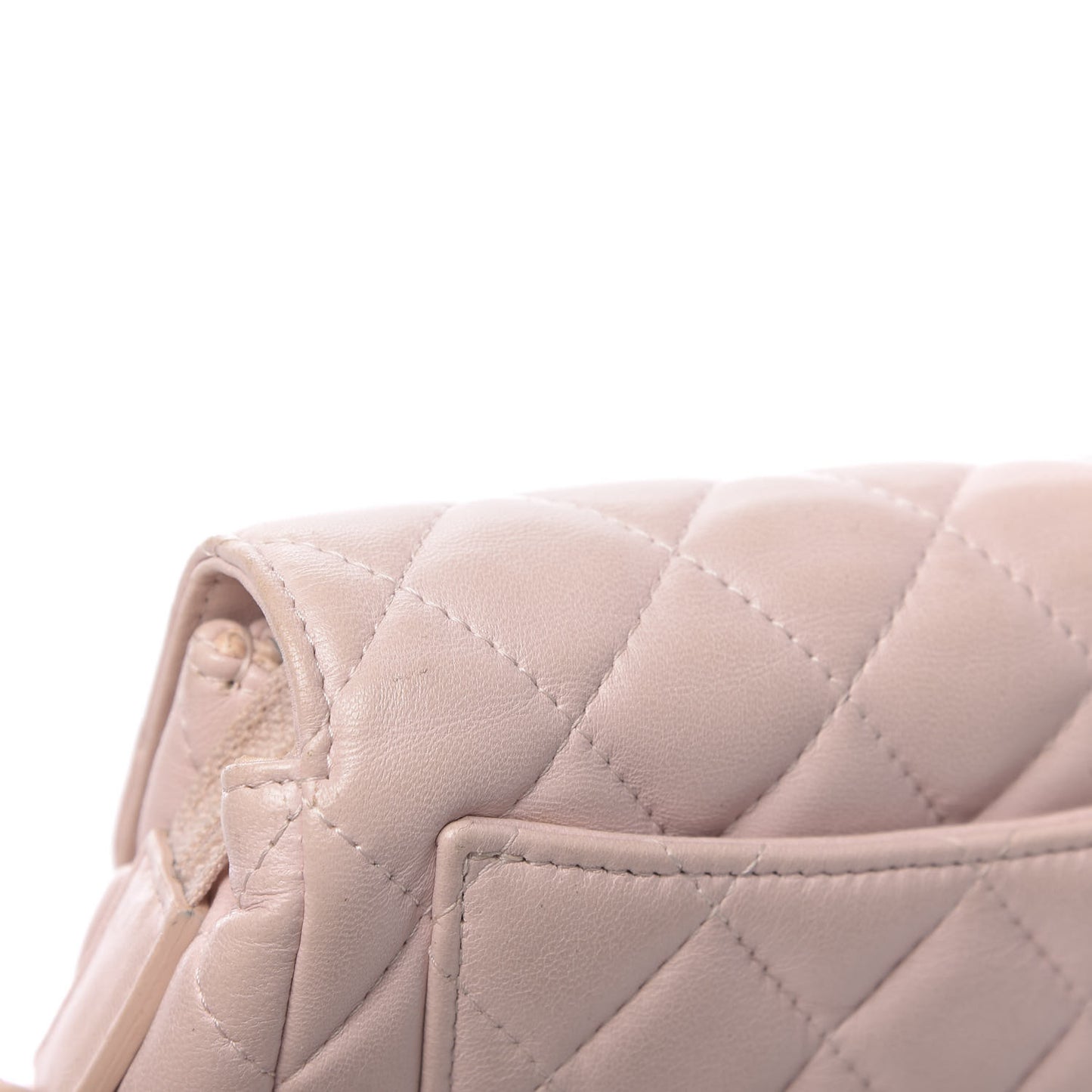 Lambskin Quilted Flap Cosmetic Case Light Pink