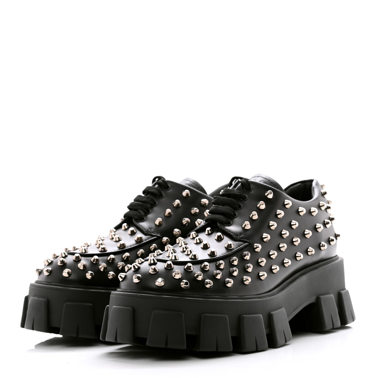 Spazzolato Rois Studded Lace Up Monolith 55mm Derby Loafers 39 Black
