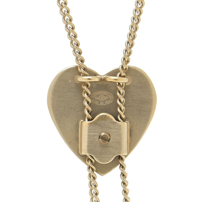 Chanel Enamel Coco Heart CC Lariat Necklace Light Gold 5 of 5