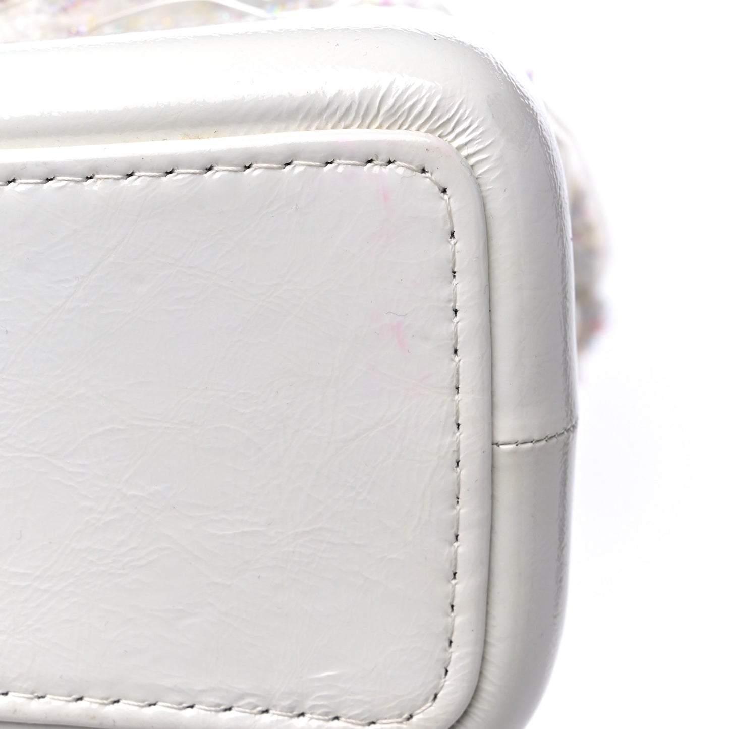 Tweed PVC Quilted Small Gabrielle Backpack White