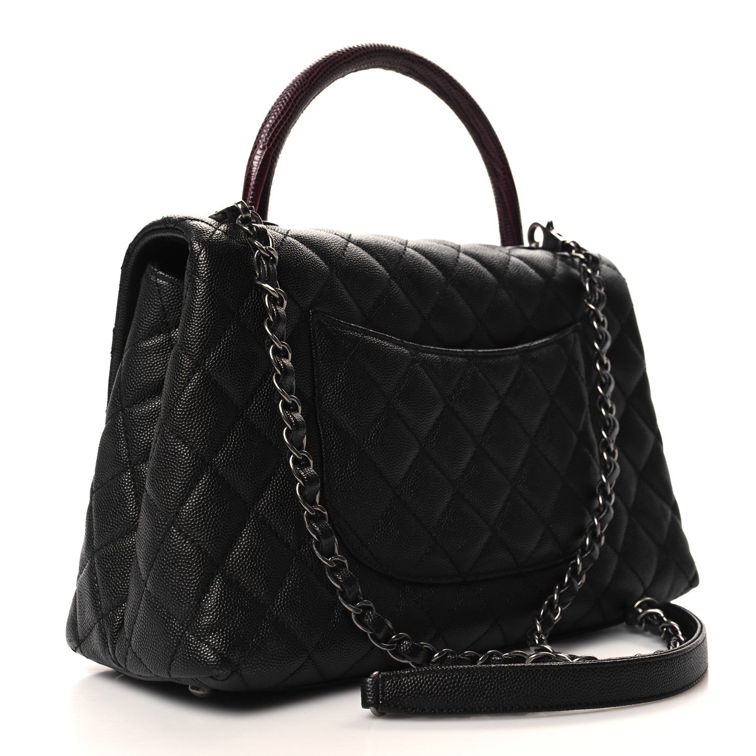 Chanel Caviar Lizard Quilted Small Coco Handle Flap Black 3 of 11