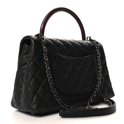 Chanel Caviar Lizard Quilted Small Coco Handle Flap Black 3 of 11