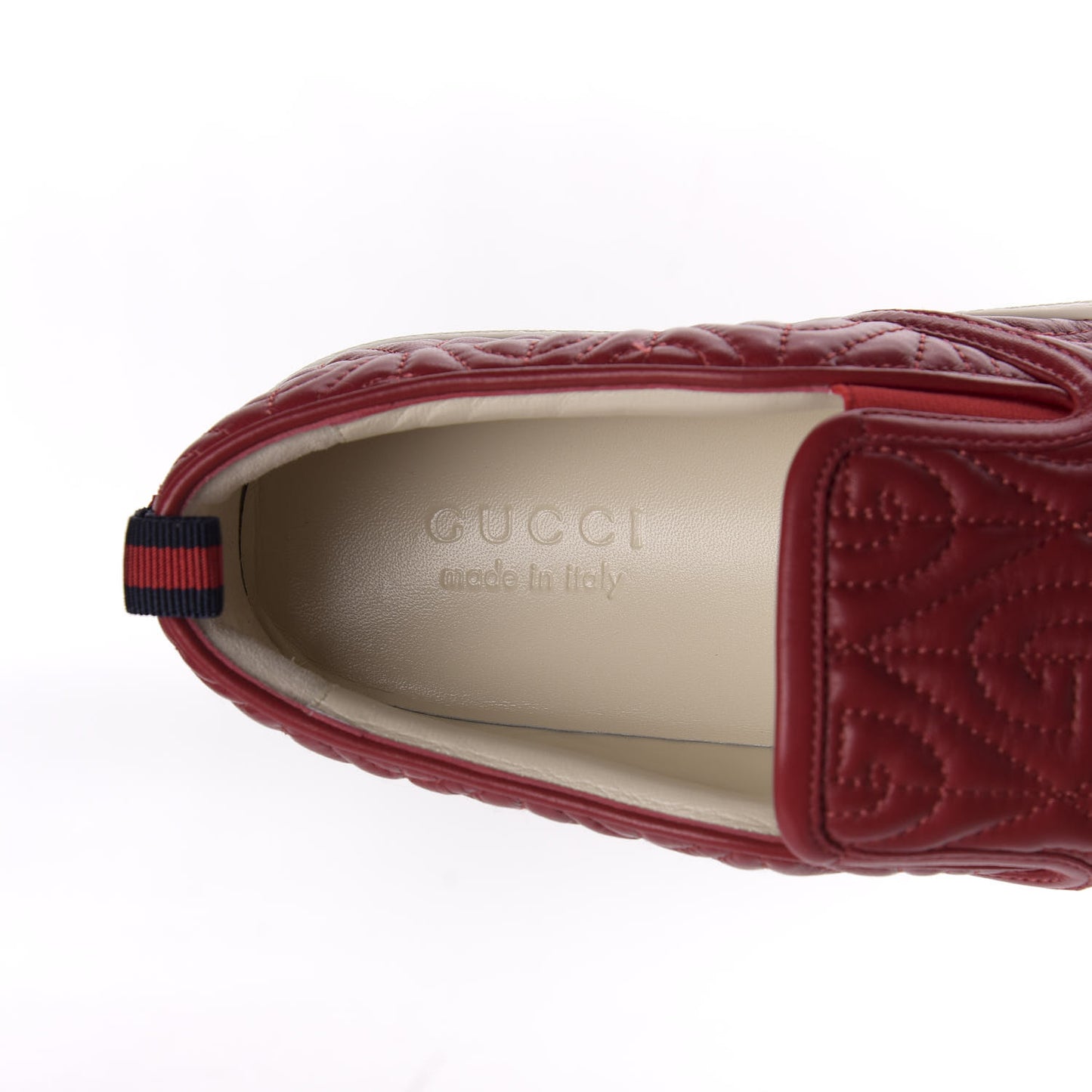 Nappa Web G Rhombus Quilted Mens Slip On Sneakers 9 Hibiscus Red Rosso