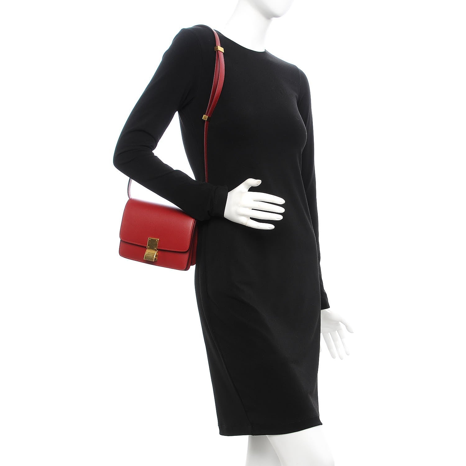 Celine Smooth Calfskin Small Classic Box Flap Bag Red 2 of 8