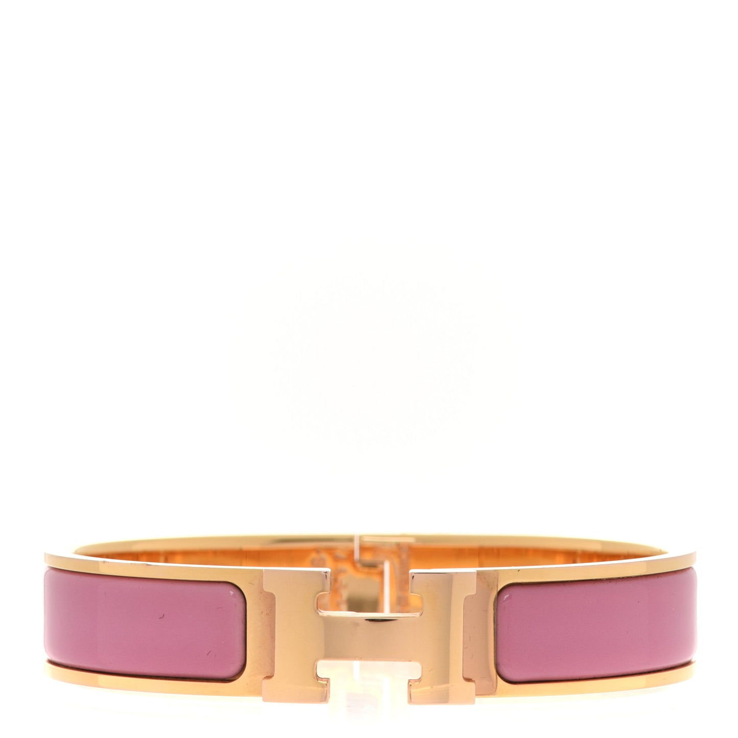 Enamel Narrow Clic Clac H Bracelet PM Bois De Rose
