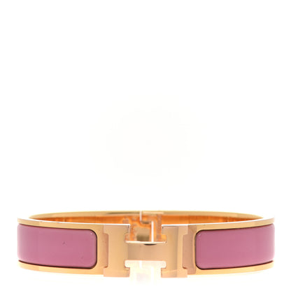 Hermes Enamel Narrow Clic Clac H Bracelet PM Bois De Rose 1 of 6