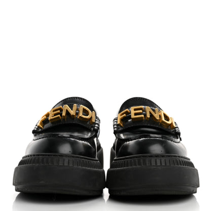 Fendi Vitello Abrasivato Fendigraphy 50mm Loafers 36 Black 3 of 15
